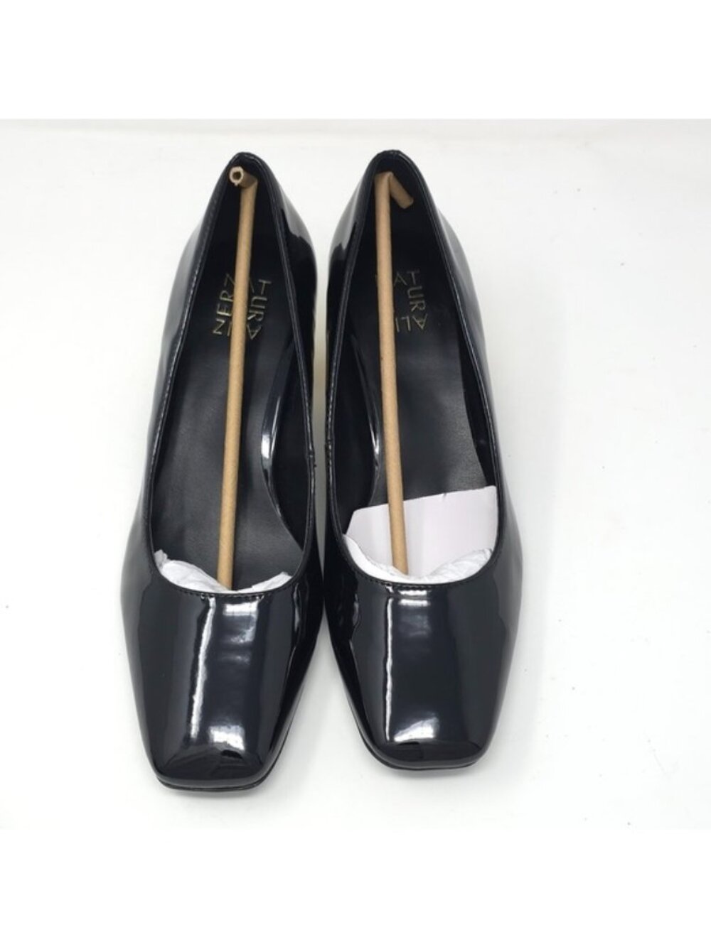Naturalizer Black Patent Block Heel Pumps with Gold Accent 10W - Picture 9 of 10
